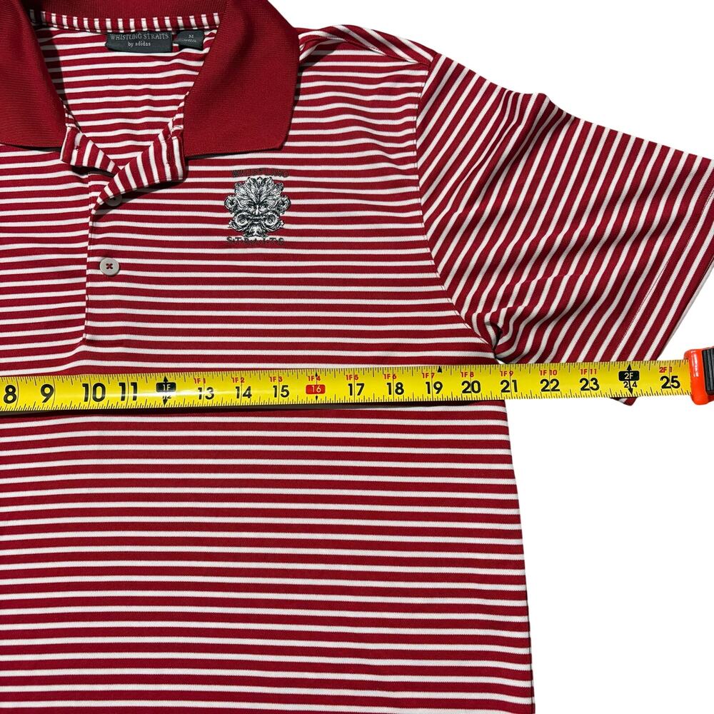 Whistling Straits by adidas Red White Stripe Polo Golf Course PGA Men’s Medium - Picture 7 of 7